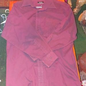 Men's brown long sleeve button-down shirt
